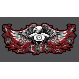 Hot Leather LADIES ROCK N ROLL EAGLE FLOWERS PATCH 12 INCH PATCH