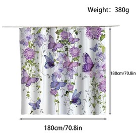 FAIRYGATE Garden Shower Curtain Outdoor Butterflies Print Shower Curtains Waterproof Polyester Bath Multi Color Curtain with Hooks B9108