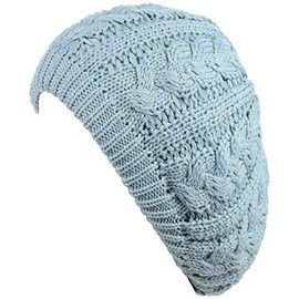 BYOS - Gorro de lana para mujer (juego disponible), Cable azul pastel, Talla única