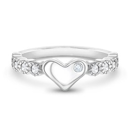 925 Sterling Silver Size 3 Clear Cubic Zirconia Beautiful Heart Ring Band for Little Girls - Cute and Fashionable Round CZ Rings for Girl's Accessory - Small Heart Ring Jewelry for Children & Preteens