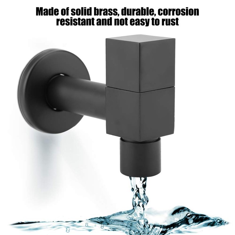 Cold Water Tap Black Copper Square Handle Wall Mount Laundry