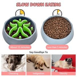 Slow Feeder Dog Bowls Insert, Silicone Dog Slow Feeder Bowl with Strong Suction Cups Perfect for Stainless Steel Glass Ceramic Dog Bowls (Green, Small Size)
