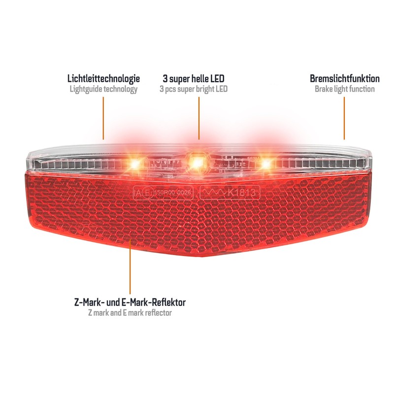 ADDVIEW Rear Light E-Bike with Brake Light Function Wing E