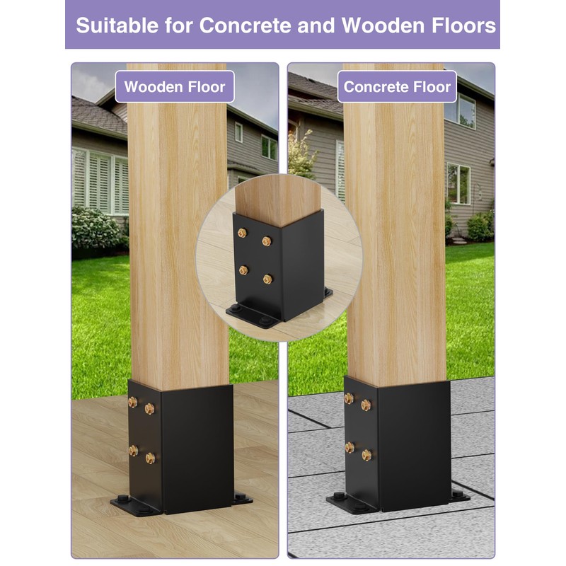 2 PCS Metal 4×4 Post Base, Inner Size 3.5"x3.5" Heavy