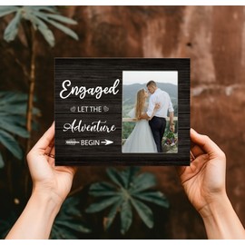 Let the Adventure Begin Engagement Picture Frame Gift for Couple, Wedding Gift for Couple Newly Engaged, Happy Engagement Gift for Her Him, 3x4.5 inch Photo