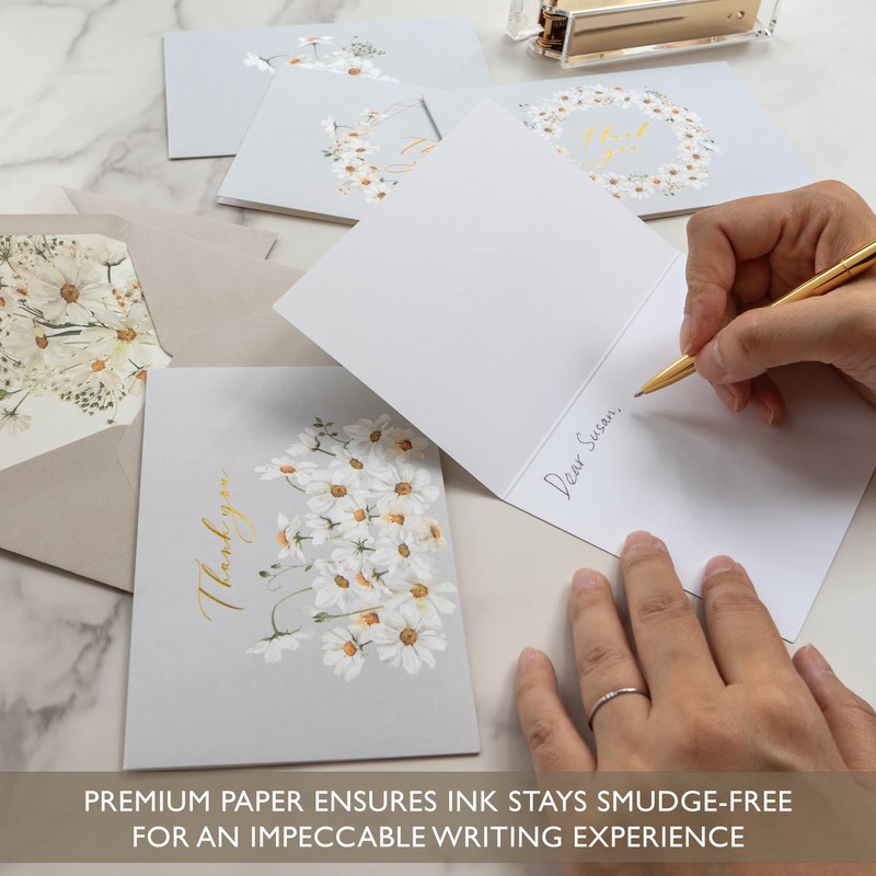 Gooji 4x6 Daisy Thank You Cards with Envelopes Floral Thank