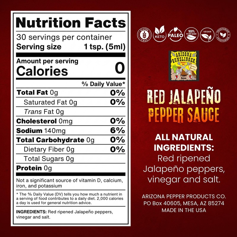 Arizona Gunslinger Red Jalapeño Pepper Sauce – Specialty 5 oz