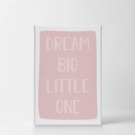 Smile Art Design Dream Big Little One Lettering Pink Background Canvas Print Kids Room Decor Wall Art Baby Room Decor Kids Room Decor Nursery Decor Ready to Hang Made in The USA 36x24