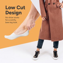 Eedor No Show Socks Womens Invisible Liner, Non Slip & Low Cut, Casual & Formal Wear, Soft & Stretchable, 3 Pairs Large Size 8-10, White Color