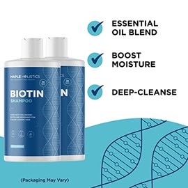 Maple Holistics Champú Voluminizador De Biotina Para Adelgazamiento Del Cabello - Champú Para Cabello Fino Con Argan Romero Y Aceites Esenciales Para El Cuidado Del Cabello - Shampoo Vegano S