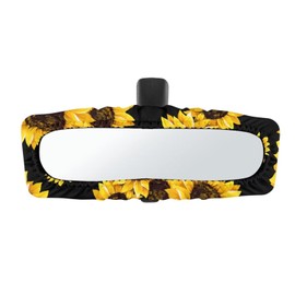 HUISEFOR Sunflower Car Rear View Mirror Cover, Sun Protection Dustproof Car Rearview Mirror Elastic Sleeve Auto Rear View Mirror Accessories for Cars SUVs Sedans