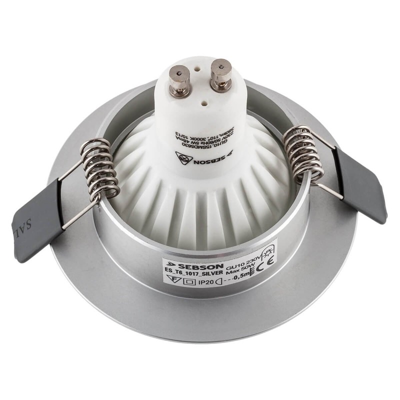 Sebson Recessed Luminaire / Recessed Spotlight, Silver (LED / Halogen)