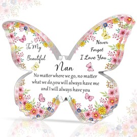 SMARGO Nan Gifts from Granddaughter Grandson - Butterfly-Shaped Decorative Acrylic Plaque Nan Gifts Birthday Christmas Thanksgiving Mothers Day Gifts for Nan