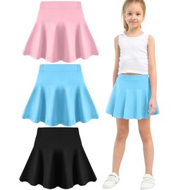 Toddler Skirt Little Girls Athletic Uniform Skorts Golf Outfit Cheer Tennis Skirts with Shorts Blue+Pink+Black5-6Y