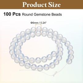 HARFINGTON 100 piezas Cuentas de piedra natural 6mm Ópalo cuentas redondas de piedra preciosa cuentas sueltas cuentas de cuentas reales genuinas lisas para hacer joyería Pulseras Collares Pendientes