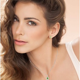 Uloveido Women's 925 Sterling Silver Pear Cut Teardrop Peridot Piercing Post Stud Drop August Birthstone Anniversary Promise Earrings (Green, 0.85ct) CR004