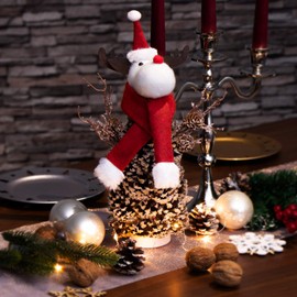 com-four® reindeer figure Rudolf size L, wintry elk figure with pine cones, Christmas decorations, gorgeous table decorations for the Advent season (Reindeer L white red)