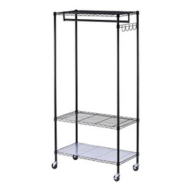 Alera ALEGR363618BL 36 in. W x 18 in. D x 75 in. H 30 Garments Wire Shelving Garment Rack - Black