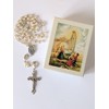 OVUNQUE PROTEGGIMI Madonna of Fatima Rosary White Pearl Rosary Holder