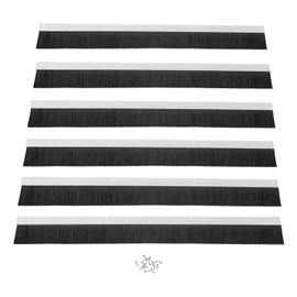DYNAMI 6Pcs Door Brush Seal Strips,Sliding Door Brush Seal Strip w/Aluminium Plate & Nylon Bristles,Easy Mounting,3.2" Width X 39.4" Length,Bristles 6cm/2.36 in H