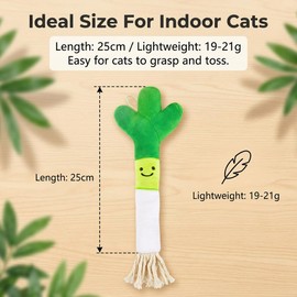 dravix Catnip Cat Toy, 2 PCS Green Onion Kicker Toy with 2000mg Catnip & Bell, Soft Plush Interactive Self-Play Cat Kicker for Indoor Cats and Kittens, Hanging Loop for Solo Play or Teaser Wand