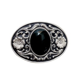 YOQUCOL Vintage Native American Western Cowboy Black Stone Belt Buckle for Men