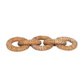 Creative Co-Op Rattan Wrapped Mango Wood 5 Links Decorative Chain, 21" L x 7" W x 7" H, Natural