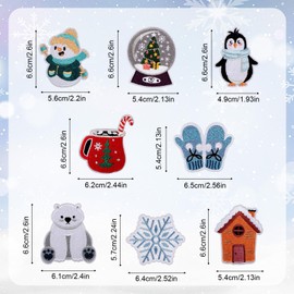 8pcs Winter Themed Iron On Patches, Cute Winter Iron On Patches Snowflake Bear Penguin Snowman Christmas Winter Iron-On Sew-On Patches for Shirt Jacket Practical DIY Accessories