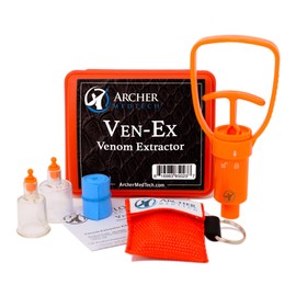 Archer MedTech Ven-Ex Snake Bite & Bee Sting Kit – Portable Venom Extractor Pump with Tourniquet, One-Hand Operation, Bonus CPR Face Shield, Outdoor First Aid for Hiking, Camping & Backpacking