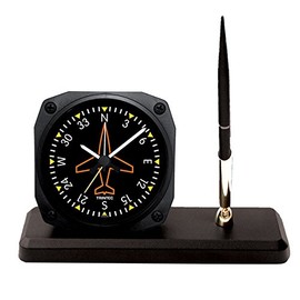 Trintec Aviation Directional Gyro Desk Pen Set with Alarm Clock Model DS62
