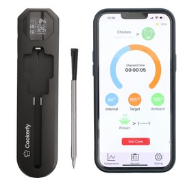 Cookerfy Meat Thermometer Digital Wireless –IP67 Waterproof, 48h Battery Life, Grill Thermometers with 820ft Range, Rechargeable Probe, Bluetooth Wireless Meat Thermometer for BBQ, Smoker, Oven