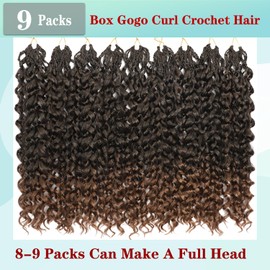 Gogo Curl Crochet Hair 14 Inch 9 Packs Ocean Wave Curly Crochet Hair for Black Women Pre-Looped Deep Wave Water Curly Braiding Extensions (T30#, 14 Inch(9 Packs))