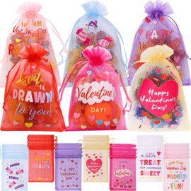 WorldBazaar WorldBazaar 30PCS Valentine's Day Organza Gift Bags with Drawstring Valentine Love Heart Gift Bags 4 x 6 inch Valentine Goodie Candy Treat Bags Love Wedding Holiday Party Favors