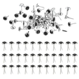 PATIKIL Paper Fasteners, 250 Pcs Mini Metal Rhinestone Round Head Fastener Split Pins for Craft Art Scrapbooking DIY Pins Supplies, Black 0.5"x0.3"
