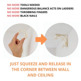 4-Pack | Easy Up Reusable Multi-Purpose Utility Hooks by Wididi | Hang Decorations, Garlands, String Lights, Posters | Easy to Mount and Remove No Tools | Dorm and Home Office Decor Essentials