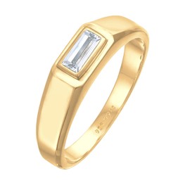 Kuzzoi Men's Ring with Topaz Gemstone, Elegant Solitaire Ring in Gold-Plated 925 Sterling Silver, Golden Men's Gemstone Ring, Band Ring for Men in Ring Size 60 - 66, 0612391922, Gemstone, White Topaz