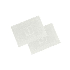 OG-ER Bath Mat Set, 2 Pieces, Terry Cloth Shower Mat, Washable Shower Mat & Bath Mat, 600 g/m² & 100% Cotton, Absorbent & Quick Drying, 50 x 70 cm, White