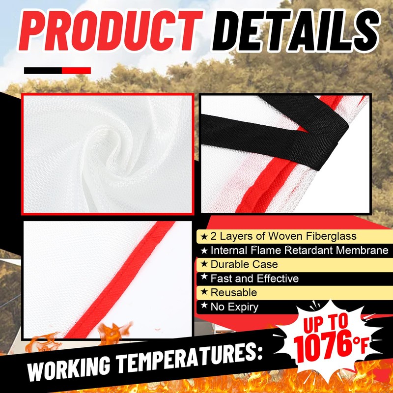 60 Pcs Emergency Fire Blankets for Home and Kitchen 40x40