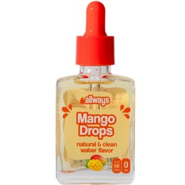 Allways Drops Natural Mango Water Enhancer | Sugar-Free, Zero Calories, Monk Fruit Sweetened | Glass Bottle for On-the-Go Hydration | Kids & Adults | 50 Servings