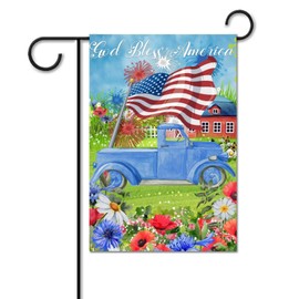 God Bless America Garden Flags Flags Banners 4th of July American Independence Day Patriotic For Yard Lawn Patio Vintage Yard Outdoor Decoration Seasonal Flags Festival Anti-Wind 12x18in