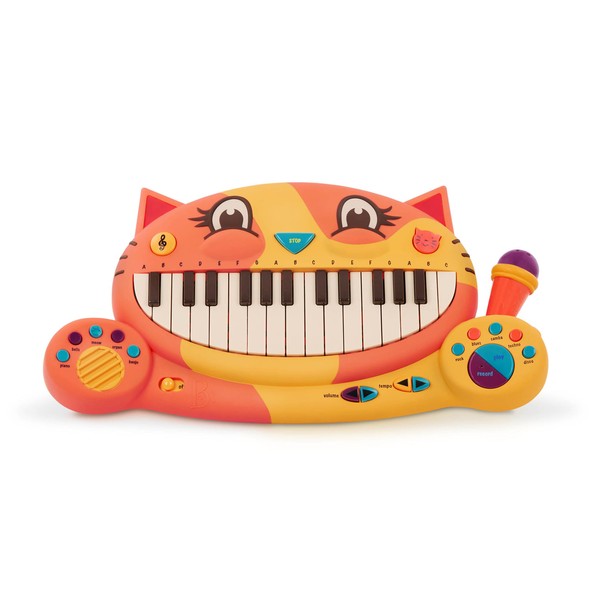 B. toys- Meowsic- Interactive Cat Piano – Toy Piano & Microphone – Musical Instrument For Toddlers, Kids – 20+ Songs, Sounds & Recording Feature – 2 Years +