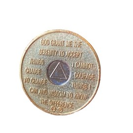 5 Year AA Medallion Gold How Bi-Plate Sobriety Chip