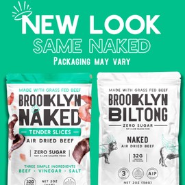 Brooklyn Biltong Carnivore Snack, Air Dried Grass Fed Beef, South African Beef Jerky (2 oz, Pack of 2) - AIP Approved, Paleo, Keto, Gluten Free, Only Salt, Water, and Vinegar, Made in USA