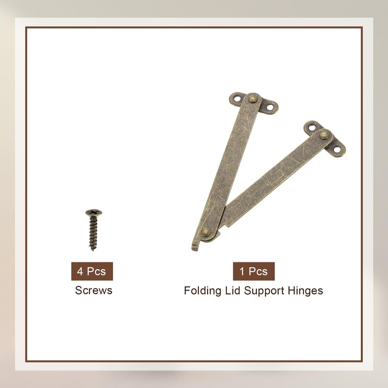 sourcing map 4" Folding Lid Support Hinges, Lift Up Stay