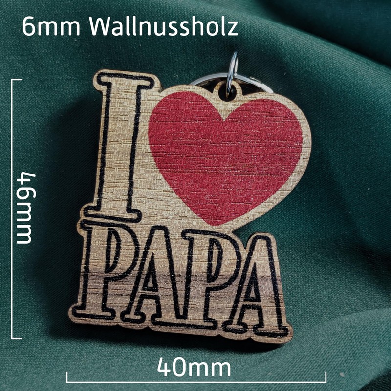 Vatertag Geschenk - I love Papa Schlüsselanhänger aus Holz, Glücksbringer,