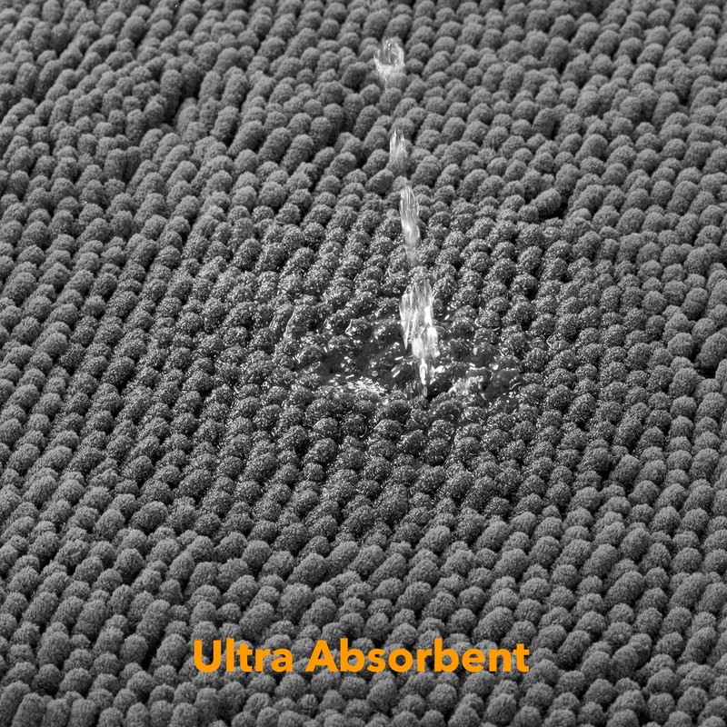 Yeaban Dark Gray Bathroom Rugs – Thick Chenille Bath Mats