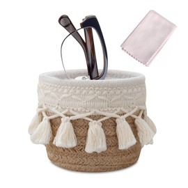 KONIDUN Glasses Holder for Nightstand - Bedside Eyeglasses Holder Stand Case with Cleaning Cloth, Anti-scratch Eye Glass Storage Organizer for Desk, Office Decor