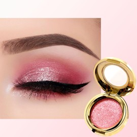 Pink Eyeshadow, Shimmering Pressed Powder Eyeshadows, Long-lasting Eye Shadows Highly Pigmented Single Eye shadow, Warm Pink Eye Make up Gift for Women & Girls