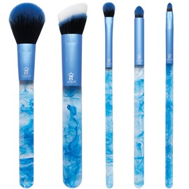 MODA Blue Smoke Show Full Face Kit – 5pc Makeup Brush Set – Vegan, Cruelty-Free, Sleek Blue Handles