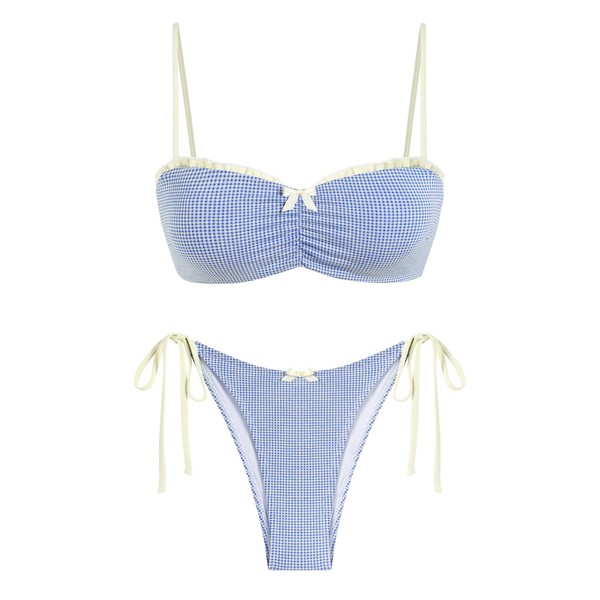ZAFUL Womens Bikini Set Tie Side Color Block Two Piece